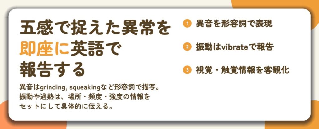 五感で捉えた異常を 即座に英語で 報告する