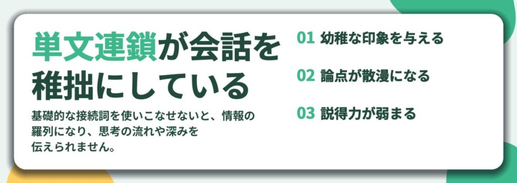 単文連鎖が会話を 稚拙にしている