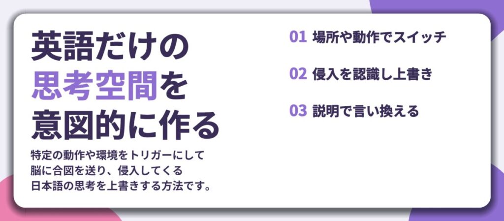 英語だけの 思考空間を 意図的に作る