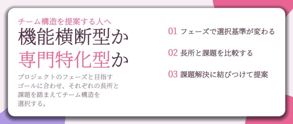 機能横断型か 専門特化型か