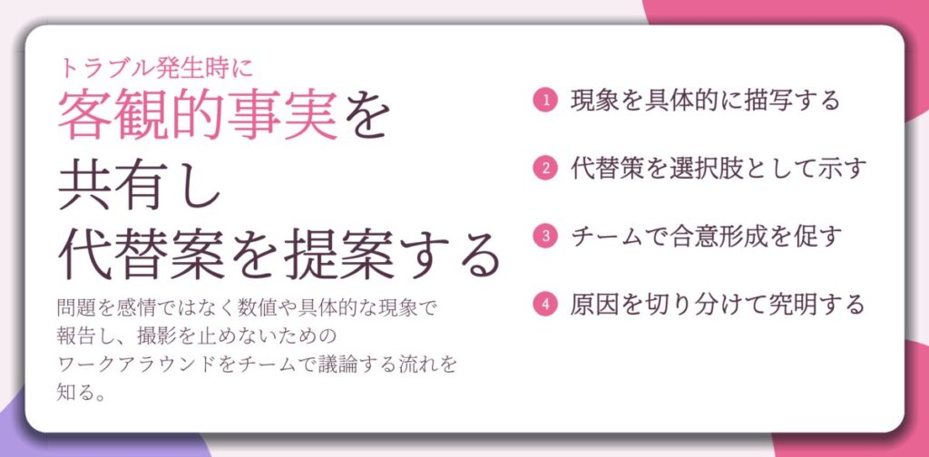 客観的事実を 共有し 代替案を提案する