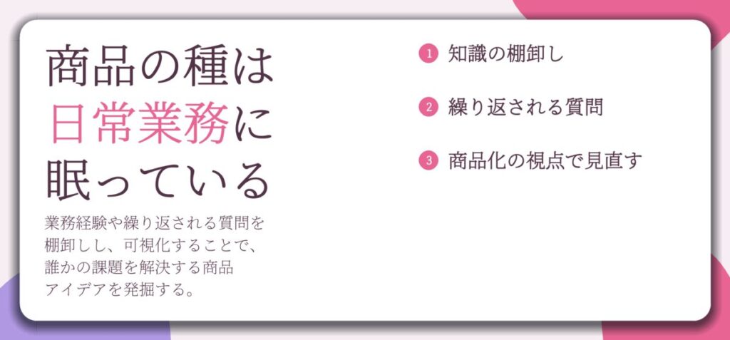 商品の種は 日常業務に 眠っている。知識の棚卸し、繰り返される質問、商品化の視点で見直す